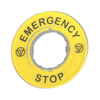 Schneider Electric ZBY9320 Legend Holder 60Mm for Emergency Stop, Harmony Xb4, Plastic, Yellow, Marked Emergency Stop