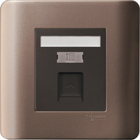 Schneider Electric E8431RJS4_SZ 1 Gang Telephone Socket on Shuttered Wallplate, Sliver Bronze