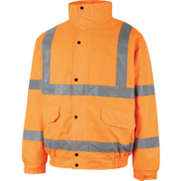 Halo HAL9625501F Hi-Vis Bomber Jacket, Medium, Orange, Polyester, EN20471