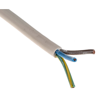 Rs Pro 491992 3 Core Power Cable, 1.5 Mm², 100m, White Pvc Sheath, 3183Y, 15 A, 500 V (1 Reel of 100 Metres)