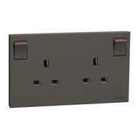 Schneider Electric E87T25_DG_G11 Switched Socket, Avataron C, Basic Element With Complete Housing, IP20, Dark Grey