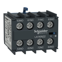 Schneider Electric LA1KN22 Auxiliary Contact Block, Tesys K, 2NO+2NC, Front Mounting, Screw Clamp Terminals
