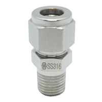 Rfs Stainless Steel 316 Compression Tube Fitting Ferrule, 18MM Od X 3/4", Male Npt, Male Connector With Double Ferrule