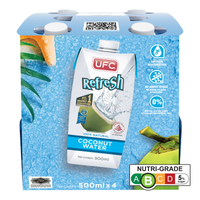 Ufc Refresh 100% Natural Coconut Water 4 X 500ml