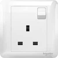 Schneider Electric A3G15_WE_G2 Affle Plus, 13A Single Gang Switched Socket, White