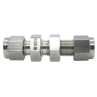 Rfs Stainless Steel 316 Compression Tube Fitting Ferrule,1/4", Bulkhead Union With Double Ferrule