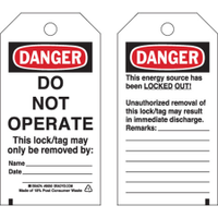 Brady Tag Heavyduty Do Not Operate#b 65502