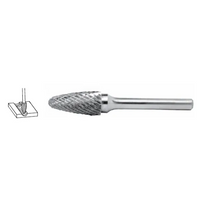 Temotuf TFCB0640818X General Series Carbide Burr - 6mm Shank F0818 Double Cut Round Tree