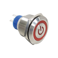 Rs Pro 1759698 Illuminated Push Button Switch, Momentary, Panel Mount, 22.2mm Cutout, Spdt, Red Led, 250V Ac, IP67