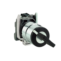 Schneider Electric XB4BG61 Key Selector Switch, Harmony XB4, Metal, Black, 22mm, Key 455, 2 Positions, Spring Return Right to Left, 1NO
