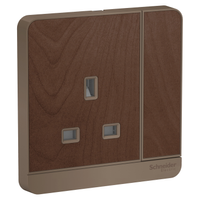 Schneider Electric E8315_WD_G2 Avataron, Switched Socket, 3P, 13 A, 250 V, Wood