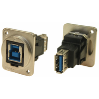Rs Pro 2035571 Rs Pro Straight, Panel Mount, Socket to Socket Type B to a 3.0 IP40 Feedthrough Usb Connector
