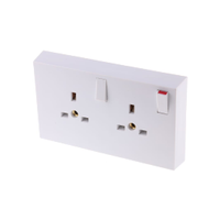 Rs Pro 7768431 British, Indoor Use - White 2 Gang Plug Socket, 1 Pole Poles, 13A, Type G