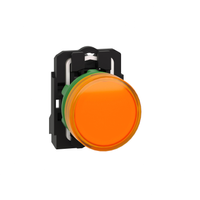 Schneider Electric XB5AVM5 Pilot Light, Harmony XB5, Grey Plastic, Orange, 22mm, Universal Led, Plain Lens, 230...240V Ac