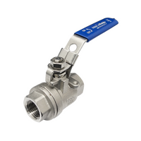 Af Hydro Stainless Steel 316, 2 1/2" Ball Valve, 2PC Type Npt Standard Port for 1000 Psi Water, Oil and Gas With Blue Locking Handles