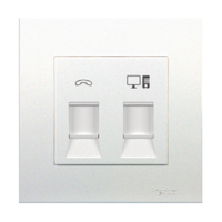 Schneider Electric KB32TS_RJ5E Data+telephone Socket, Vivace, Cat 5e, With Shutter, 1 Gang, White