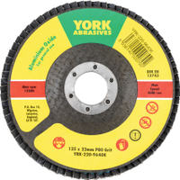 York YRK2209640K Flap Disc, 125 X 22.23mm, Conical (type 29), P80, Aluminium Oxide