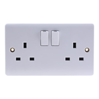 Rs Pro 7758068 British, Indoor Use - White 2 Gang Plug Socket, 2 Poles, 13A, Type G