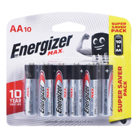 Energizer Alkaline Battery Max (aa) 10 Per Pack