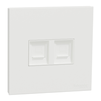Schneider Electric E8732RJS6_WE Data Socket, Avataron C, RJ45, Cat 6, 2 Gang, Keystone on Shuttered Wall Plate, White