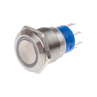 Rs Pro 1115790 Illuminated Push Button Switch, Momentary, Panel Mount, 19.2mm Cutout, Dpdt, White Led, 250V Ac, IP67