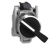 Schneider Electric XB4BJ33 Selector Switch, Harmony XB4, Metal, Black 22mm, Long Handle, 3positions, Stay Put, 2NO