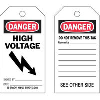 Brady 86423 Accident Prevention Tags Danger 5.75"WX3"W BK/RD on Wt (10PCS/PKT)