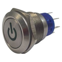 Multicomp Pro MPB19-D0F21P-612-JQ Pb Switch, Illum, Dpst, 5A, 250VAC, Grn