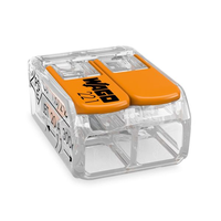 Wago 221-412 Series Lever Connector, 2-Way, 32A, 24 → 12 Awg Wire, Cage Clamp Termination