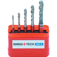 Swisstech SWT1859910X Black Ring Tap Set, Spiral Flute, M3 to M8, Metric Coarse, Set of 5