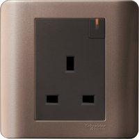 Schneider Electric E8415_SZ_G2 13A 1 Gang Switched Socket With Ondicator, Silver Bronze