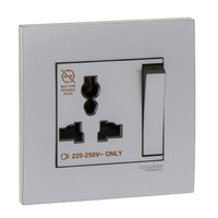 Schneider Electric KB113LS_AS Switched Socket, Vivace, Universal, 13A, 250V, 1 Gang, 3 Pin, Aluminium Silver