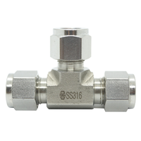 Rfs Stainless Steel 316 Compression Tube Fitting Ferrule, 5/8"OD , Union Tee With Double Ferrule