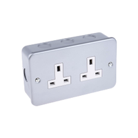 Rs Pro 7683508 British, Indoor Use - Grey 2 Gang Plug Socket, 0 Poles, 13A, Type G