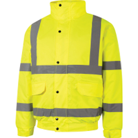 Halo HAL9627404G Hi-Vis Rip-Stop Bomber Jacket, 4XL, Yellow, Polyester, EN20471