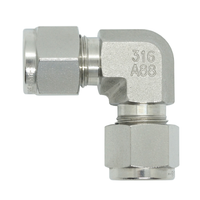 Rfs Stainless Steel 316 Compression Tube Fitting Ferrule 5/8"OD , 90D Union Elbow With Double Ferrule