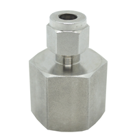 Rfs Stainless Steel 316 Compression Tube Fitting Ferrule, 1/2"OD X 3/8", Female Npt, Female Connector With Double Ferrule