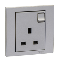 Schneider Electric KB15_AS_G2 Vivace 13A 250V 1 Gang Switched Socket,aluminium Silver