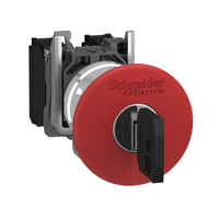 Schneider Electric XB4BS9445 Emergency Stop Switching Off, Harmony Xb4, Metal, Red Mushroom, 40Mm, 22Mm, Trigger Latching Key Release, 1No+1Nc