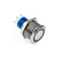 Rs Pro 1759237 Illuminated Push Button Switch, Panel Mount, 22.2mm Cutout, Dpdt, Green Led, 250V Ac, IP67