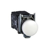 Schneider Electric XB4BV31 XB4 White Pilot Light Complete, 22mm Cutout, Round, 110 → 120V