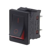 Multicomp Pro MP004410 Rocker Sw, Spst, 10A/250V, BLK/RED, Panl