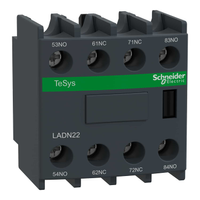 Schneider Electric LADN22 Auxiliary Contact Block, Tesys Deca, 2NO+2NC, Front Mounting, Screw Clamp Terminals