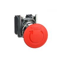 Schneider Electric XB4BS8445 Red Ø40 Emergency Stop, Switching Off Ø22 Latching Turn Release 1NC+1NO