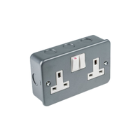 Rs Pro 7683517 British, Indoor Use - Grey 2 Gang Plug Socket, 1 Pole, 13A, Type G