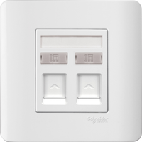 Schneider Electric E8432RJS4_WE 2 Gang Telephone Socket on Shuttered Wallplate, White