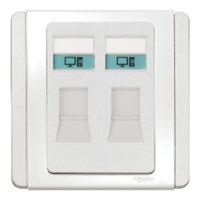 Schneider Electric E3032RJ5E_WW 2 Gang RJ45 8 Pin Data Outlet, White