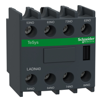 Schneider Electric LADN40 Auxiliary Contact Block, Tesys Deca, 4NO, Front Mounting, Screw Clamp Terminals