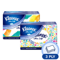 Kleenex Ultra Soft Tissue Soft Pack Floral (3ply) 4 X 50 Per Pack
