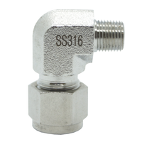 Rfs Stainless Steel 316 Compression Tube Fitting Ferrule, 3/8"OD X 1/8"NPT , 90 Degree Male Elbow With Double Ferrule